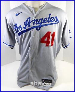 2021 Los Angeles Dodgers Nate Jones #41 Game Issued Ps Used Grey Jersey 2 20 P 2