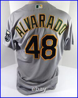 2021 Oakland A's Athletics Crisitian Alvarado #48 Game Issued Grey Jersey 46 D8