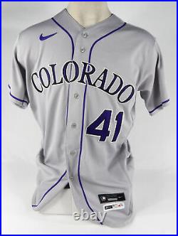 2022 Colorado Rockies Chad Kuhl #41 Game Issued Grey Jersey 44 DP65611