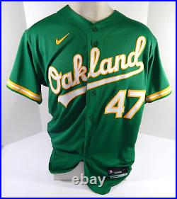 2022 Oakland Athletics Frankie Montas #47 Game Issued Kelly Green Jersey 48 9