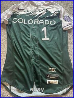 2023 Colorado Rockies Adael Amador Game Issued Green Jersey City Connect 44