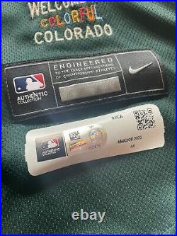 2023 Colorado Rockies Adael Amador Game Issued Green Jersey City Connect 44