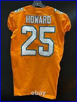 #25 Xavien Howard Miami Dolphins Game Used Team Issued Orange Color Rush Jersey