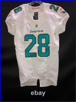 #28 Miami Dolphins Bobby Mccain Team Issued White Nike Game Jersey Sz-42