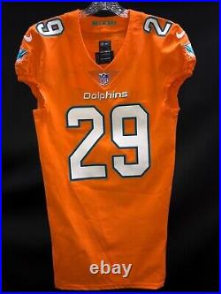 #29 Minkah Fitzpatrick Miami Dolphins Team Issued Orange Color Rush Jersey