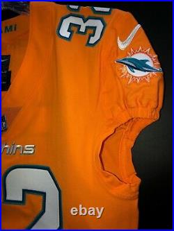 #32 Kenyan Drake Miami Dolphins Game Used/team Issued Orange Color Rush Jersey