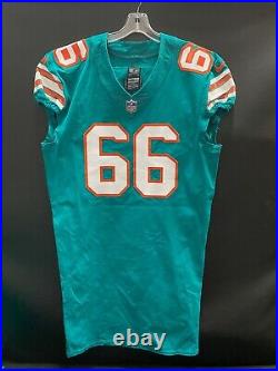 #66 Travis Swanson Miami Dolphins Game Used/issued Throwback Nike Jersey Sz 46