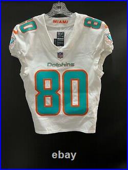 #80 Danny Amendola Miami Dolphins Nike Game Used Team Issued White Jersey Sz-36