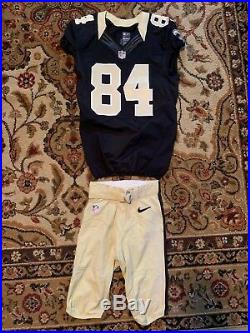 #84 New Orleans Saints Game Worn Issue Jersey and Pants Set