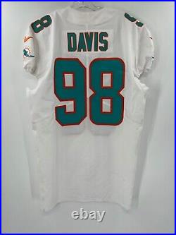 #98 Raekwon Davis Miami Dolphins Nike Team Issued White Jersey Sz-46 Year 2017