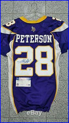 ADRIAN PETERSON RARE GAME ISSUE Authentic Genuine Vikings Auto Signed Jersey PSA