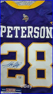 ADRIAN PETERSON RARE GAME ISSUE Authentic Genuine Vikings Auto Signed Jersey PSA