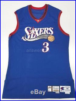 ALLEN IVERSON GAME ISSUED PRO CUT 1999-2000 76ERS ALTERNATE AWAY JERSEY 46+2