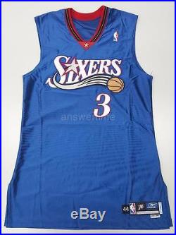 ALLEN IVERSON GAME ISSUED PRO CUT 2001-02 76ERS ALTERNATE AWAY JERSEY 44+2