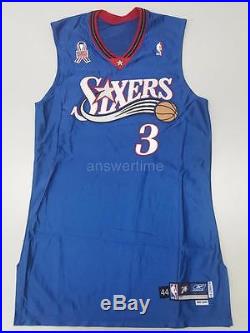 ALLEN IVERSON GAME ISSUED PRO CUT 2001-02 76ERS ALTERNATE AWAY JERSEY 44+4