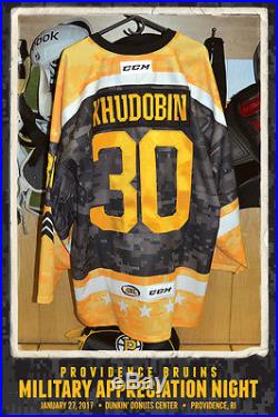 Anton Khudobin Providence Bruins Game Issued Commemorative Military Jersey