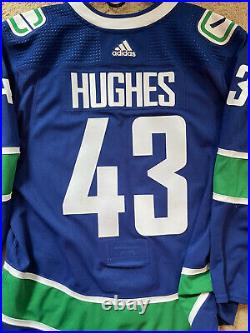 Adidas MiC Game Worn/ Issue Vancouver Canucks 50th 43 Quinn Hughes Jersey sz 56
