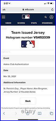 Alex Bregman Houston Astros Game Used Issued Jersey St Patricks Day MLB Auth