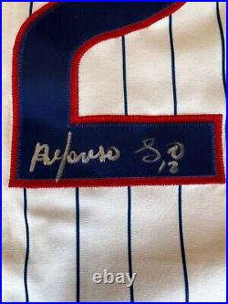 Alfonso Soriano Signed Autographed Game Team Issued Jersey JSA LOA Damage Read