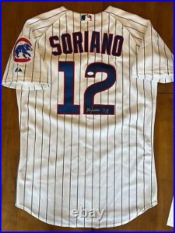 Alfonso Soriano Signed Autographed Game Team Issued Jersey JSA LOA Damage Read