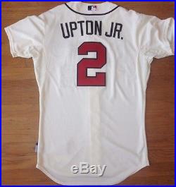 Atlanta Braves Upton Authenticated Team Issued Alternate Ivory Game Jersey