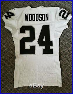 Authentic 04 Raiders Charles Woodson game cut/issued away jersey