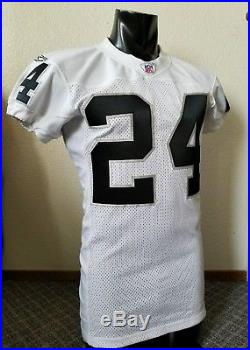 Authentic 04 Raiders Charles Woodson game cut/issued away jersey