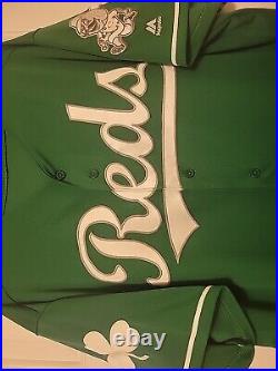 Authentic 2016 Cincinnati Reds St Patrick's Day Team Issued Game Jersey XL 48