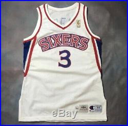 Authentic Allen Iverson Rookie Sixers Game Issued Pro Cut Jersey Champion Gold