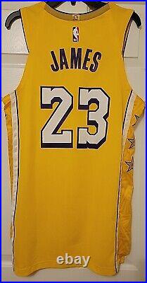 Authentic Los Angeles Lakers LeBron James ProCut Team Issued Game Jersey L 46