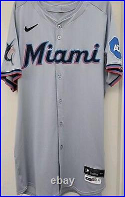 Authentic Nike 2024 Miami Marlins Away Trey Mancini Team Issued Game Jersey 48