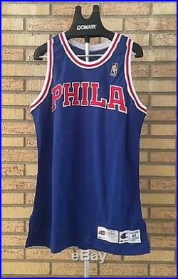 Authentic Philadelphia 76ers Team Issued Game Jersey Size 44 +2 Length, 96-96