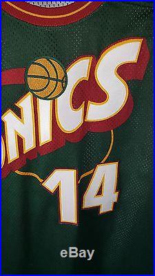 Authentic Seattle Sonics Game Issued #14 Sam Perkins Jersey Size 52 Length +6