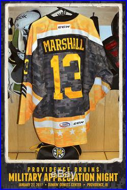 Ben Marshall Providence Bruins Game Issued Commemorative Military Jersey