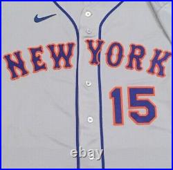 BRIAN DOZIER size 44 #15 2020 New York Mets game jersey issued road MLB HOLOGRAM
