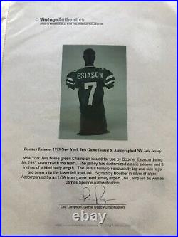 Boomer Esiason Game Issued Autographed 1993 New York Jets Home Jersey COA