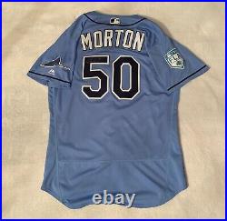 Charlie Morton Autographed/Signed Game Issued MLB Jersey. Tampa Bay Rays COA