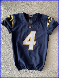 Chase Daniel #4 Los Angeles Chargers Game-Issued NFL Football Jersey Navy Blue