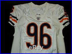 Chicago Bears Alex Brown game worn / used / issued road white jersey