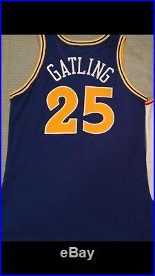 Chris Gatling Game Issued Signed Golden State Warriors Champion Jersey 44
