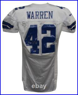 Chris Warren Autographed Dallas Cowboys Game Issued White Jersey BAS 33608