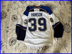 Christian Hanson Game Issued St Louis Blues White Jersey