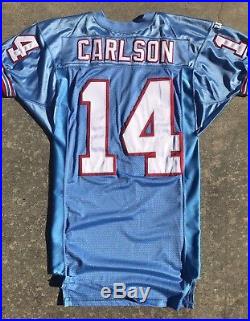 Cody Carlson QB Houston Oilers Home Game Worn Used Issued Wilson Jersey