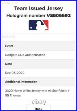Cody Thomas Los Angeles Dodgers Team Issued Jersey 2020 All Star Game Patch Nike