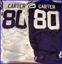 Cris Carter Minnesota Vikings Team Issued Game Jersey X2 Home & Away Sand Knit