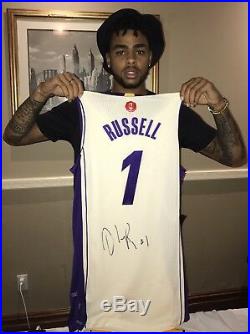 D'Angelo Russell Signed Game-Issued 12/25/15 Lakers Rookie Jersey (Russell/JSA)