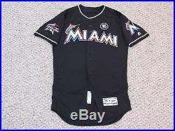 DEE GORDON size 40 #9 2017 Miami Marlins Game Jersey issued alt black 3 PATCHES