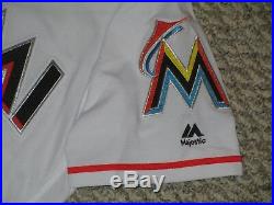 DEE GORDON size 40 #9 2017 Miami Marlins Game Jersey issued home white 3 PATCHES