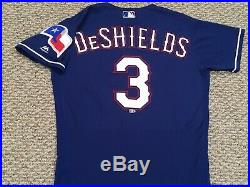 DELINO DESHIELDS JR sz 40 #3 2018 Texas Rangers game jersey alt blue issued MLB