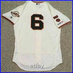 DUGGAR size 44 #6 2019 SAN FRANCISCO GIANTS GAME ISSUED JERSEY CREAM MLB HOLO